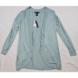 NWT Joan Vass Teal Open Cardigan Sweater
